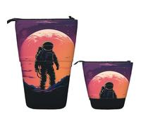 Telescopic Pencil Bag Pen Holder Pop Up Stationery Case Cool Astronaut Standing Pencil Case Cute Pencil Pouch Bag Stand Up Pen Bag Makeup Cosmetics Bag for Adult Office Supplies