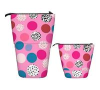 Telescopic Pencil Bag Pen Holder Pop Up Stationery Case Crazy polka dots Standing Pencil Case Cute Pencil Pouch Bag Stand Up Pen Bag Makeup Cosmetics Bag for Adult Office Supplies