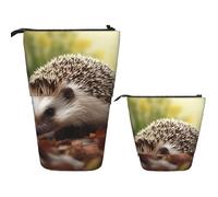 Telescopic Pencil Bag Pen Holder Pop Up Stationery Case hedgehog Standing Pencil Case Cute Pencil Pouch Bag Stand Up Pen Bag Makeup Cosmetics Bag for Adult Office Supplies