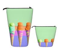 Telescopic Pencil Bag Pen Holder Pop Up Stationery Case Ice cream rainbow gradient Standing Pencil Case Cute Pencil Pouch Bag Stand Up Pen Bag Makeup Cosmetics Bag for Adult Office Supplies