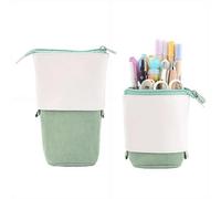Telescopic Pencil Bag Pen Holder Stationery Case, Cute Pencil Case Stand-up Retractable Transformer Bag Colorful Organizer,Large Capacity Stand up Pen Bag for Teen Girls Women Men (Green)