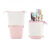 Telescopic Pencil Bag Pen Holder Stationery Case, Cute Pencil Case Stand-up Retractable Transformer Bag Colorful Organizer,Large Capacity Stand up Pen Bag for Teen Girls Women Men (Pink)