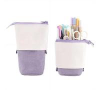 Telescopic Pencil Bag Pen Holder Stationery Case, Cute Pencil Case Stand-up Retractable Transformer Bag Colorful Organizer,Large Capacity Stand up Pen Bag for Teen Girls Women Men (Purple)