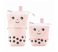 Telescopic Pencil Bag Pen Holder Stationery Case, Cute Pencil Case Stand-up Retractable Transformer Bag Colorful Organizer,Large Capacity Stand up Pen Bag for Teen Girls Women Men (Pink)