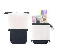 Telescopic Pencil Bag Pen Holder Stationery Case, Cute Pencil Case Stand-up Retractable Transformer Bag Colorful Organizer,Large Capacity Stand up Pen Bag for Teen Girls Women Men (Black)