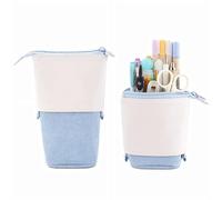 Telescopic Pencil Bag Pen Holder Stationery Case, Cute Pencil Case Stand-up Retractable Transformer Bag Colorful Organizer,Large Capacity Stand up Pen Bag for Teen Girls Women Men (Blue)