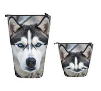 Telescopic Pencil Case Blue Eyed Husky Pencil Case Portable Large Capacity Stationery Organizer Box, for School, Teen, Kids, Travel