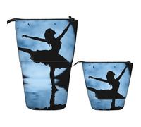 Telescopic Pencil Case Cute Stand Pencil Bag Pop Up Pen Holder Ballet Girl Silhouette Cosmetics Bags Desk Stationery Case For Office Supplies