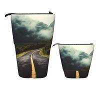 Telescopic Pencil Case Deep mountain road Print Pencil Case Standing Pencil Case for Office Stationery Case Pop up Pencil Holder Retractable Pencil Pouch Pencil Bag for Work