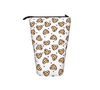 Telescopic Pencil Case,Food Heart Shaped Pizza Love Stand Pencil Holder with Zipper Makeup Bag Pencil Pouch Pen Bag