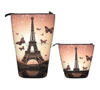 Telescopic Pencil Case Pop Up Pencil Bag Cute Telescopic Pen Holder Paris Eiffel Tower Butterfly Standing Pencil Pouch