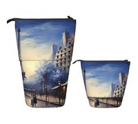 Telescopic Pencil Case Pop Up Pencil Bag Cute Telescopic Pen Holder Romantic Paris Eiffel Tower Standing Pencil Pouch