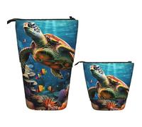 Telescopic Pencil Case Pop Up Pencil Bag Cute Telescopic Pen Holder Sea Turtles Diamond Standing Pencil Pouch