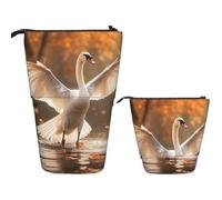 Telescopic Pencil Case Pop Up Pencil Bag Cute Telescopic Pen Holder Swan Spreads Its Wings Standing Pencil Pouch