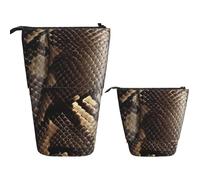 Telescopic Pencil Case Snake Skin Print Pencil Case Standing Pencil Case for Office Stationery Case Pop up Pencil Holder Retractable Pencil Pouch Pencil Bag for Work