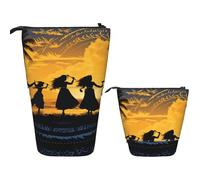 Telescopic Pencil Case Stationery Case For Office Five Silhouettes Of Hawaiian Dance Standing Pencil Bag Pop Up Pencil Holder Pen Holder For Holiday Gift Stand-Up Organizer Retractable Pencil Pouch