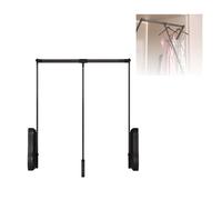 Telescopic Pull-down Wardrobe Rod, Full-length Buffer Cabinet Rails, Easy and Smooth Return Easy to Pull Down to Hang Hangers Save Space(Black,650-850mm)
