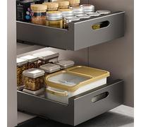 Telescopic Pull Out Kitchen Drawer Baskets, Hole-Free Design for Easy Access, Perfect for Kitchen Cabinets and Pantry Storage