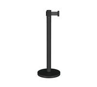 Telescopic Retractable Barrier Post Durable Stainless Steel Safety Stanchion with Isolation Belt Ideal for Hotel Museum Cinema Queue Management - Black 2M