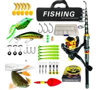 Telescopic Rod and Reel Combo | Complete and Balanced Kit, Starter Kit | for Adults, Parents and Husbands, Freshwater and Saltwater, Travel, Outdoor Activities and Camping
