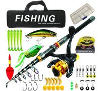 Telescopic Rod and Reel Combo | Complete and Balanced Starter Kit for Parent, Husband, Beginners, Freshwater and Saltwater, Travel, Camping and
