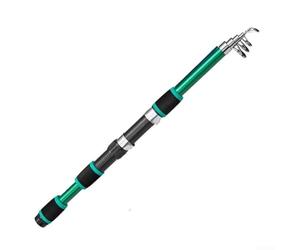 Telescopic Rod for Angling Environments Requiring Portability and Technique Flexibility with Carbon Fiber Structural Support (Green)
