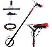 Telescopic Rod Window Cleaning Telescopic Washing Brush with Soap Dispenser for Cleaning Solar System Patio Roof Conservatory Cleaning Set PV System Cleaning,55cm Brush,3