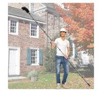 Telescopic Roof Cleaning Tool - Stainless Steel Gutter Cleaner with Stiff Black Brush, No Ladder Needed, Leaf Remover for Rooftops and Gutters - Efficient and Easy to Use