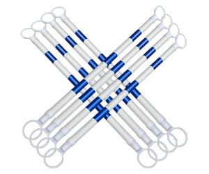 Telescopic Safety Cone Barrier Set, 8 Pieces with Reflective Tape, Adjustable Traffic Posts from 5.2 to 9.8 Feet, Perfect for Traffic Control and Safety Management.