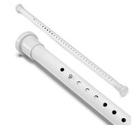 Telescopic Shower Curtain Pole Tension Rod Heavy Duty Steel Extendable Net Voile Sheer Curtains Rail Closet Hanging Bar, 160-210cm, White