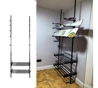 Telescopic Snowboard Rack without Drilling, Space-Saving Indoor Skateboard Holder Stand, Strength Standing Longboard/Helmet/Goggle Storage(Style C)