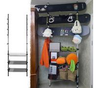 Telescopic Snowboard Rack without Drilling, Space-Saving Indoor Skateboard Holder Stand, Strength Standing Longboard/Helmet/Goggle Storage(Style E)