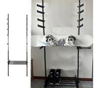 Telescopic Snowboard Rack without Drilling, Space-Saving Indoor Skateboard Holder Stand, Strength Standing Longboard/Helmet/Goggle Storage(Style B)