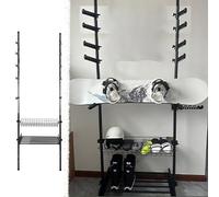 Telescopic Snowboard Rack without Drilling, Space-Saving Indoor Skateboard Holder Stand, Strength Standing Longboard/Helmet/Goggle Storage(Style D)