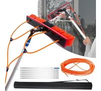 Telescopic Solar Panel Cleaning Brush and Pole with Water Brush Head 5m/16.4ft Extension Pole for Photovoltaic Panel and Outdoor Window Cleaning 30/50cm Brush Head Window Cleaner Kit