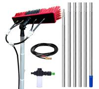Telescopic Solar Panel Cleaning Brush Water-Fed Pole Adjustable Angle Soap Dispenser Universal Hose Connector for Windows Roofs & Cars -13.6m 35cm Brush 5.5m