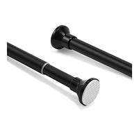Telescopic Spring Tension Rod 105-200cm, Metal Black Shower Curtain Pole Extendable Room Divider without Drilling, Adjustable Rail Hanging Bar for Bathtub Shower Stall Window Doorway Closet Wardrobe
