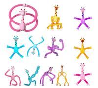 Telescopic Suction Cup Giraffe Toys, Giraffe Sensory Toys Fidget for Kids, Stress Relief Travel for Plane Educational Stretchy for Boys & Girls Ages 3+ (12 Pcs)