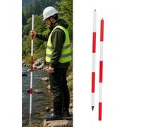 Telescopic Surveying Pole, Aluminum Alloy Red Milk Range Pole, Retractable Depth Measuring Rod for Engineering Land Surveying