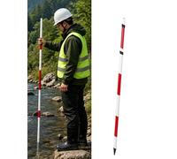 Telescopic Surveying Pole, Aluminum Alloy Red Milk Range Pole, Retractable Depth Measuring Rod for Engineering Land Surveying