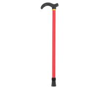 Telescopic Walking Stick Aluminium Alloy Adjustable Cane for Hiking | Red Plastic Grip, Secure Footing on Gravel Paths, for Elderly Walkers and Uneven Terrain