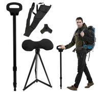Telescopic Walking Stick With Seat, Collapsible Hiking Stick With Seat, 7-Level Adjustable Height Folding Crutches, Fold-Up Walking Poles for Women, Hiking Pole for Trekking, Camping, Travel