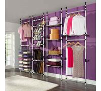 vidaXL Telescopic Wardrobe System with Rods Aluminium Clothes Storage Rack