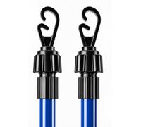 Telescopic Washing Line Prop 2.4M, Pack of 2, Blue Stainless Steel Adjustable Clothes Line Poles with Twist Lock & G-Shaped Hook for Garden Laundry Drying