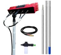 Telescopic Water-Fed Cleaning Brush to 13.6m Extendable Pole with Adjustable Angle Soap Dispenser Universal Hose Connector for Solar Panels Windows Roofs Cars