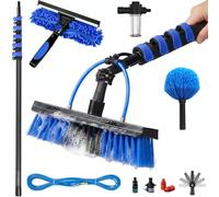 Telescopic Water Fed Pole Cleaning Kit, 50ft with Brush, Squeegee, Soap Dispenser & Hose for Solar Panels, Windows, Roofs & Cars - 15.2m Extendable & 20m Hose