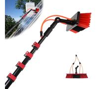 Telescopic Water Fed Window Cleaning Pole with Adjustable Brush Head - Extendable Window Cleaner Tool - Solar Panel Cleaning Brush Kit