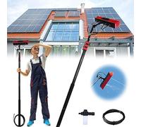 Telescopic Window Cleaning Brush 35cm, Water Fed Pole with Soap Dispenser & Squeegee, Extendable Aluminum Handle for Solar Panels, Cars, Roofs, Conservatories