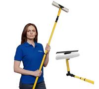 Telescopic Window Cleaning Kit 3.5M | Extendable Aluminium Pole with Rotating Microfibre Washer & Rubber Squeegee - Long Reach Cleaner for Windows, Conservatories