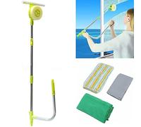 Telescopic Window Cleaning Tool High Rise Window Cleaner U Shape Smart Angle Adjust Wash Bar cleaner with Squeegee for External Double Faced Window